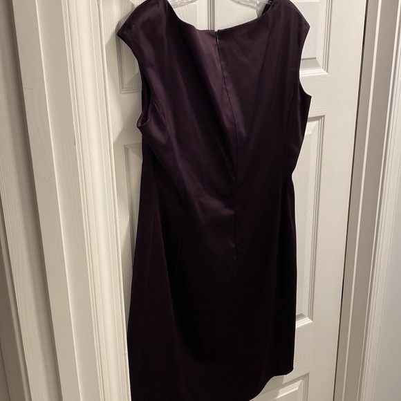 Lauren by Ralph Lauren sateen cocktail dress deep purple eggplant sz 16 body con - Picture 5 of 6